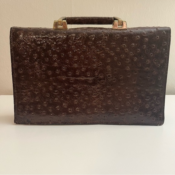 Vintage Mido Korea Brown Ostrich Leather Top Handle Bag - Picture 5 of 12